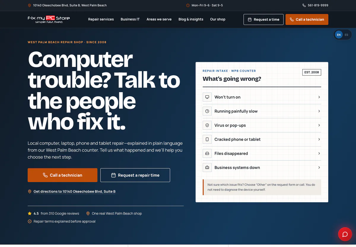 Fix My PC Store website designed and developed by SmartAleck